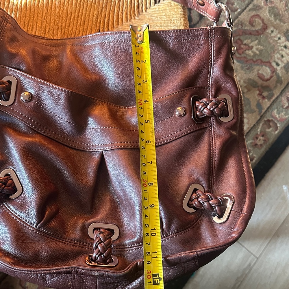 b. makowsky Rich Brown with rose gold hardware Leather Hobo Bag - Picture 9 of 10